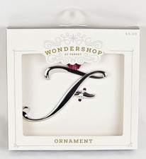 NEW Wondershop Metal Monogram Letter Initial F Holiday Ornament Silver Tone
