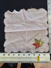 VINTAGE PAINTED LEAF SILK SQUARE SCARF HANDKERCHIEF FREE SHIP 