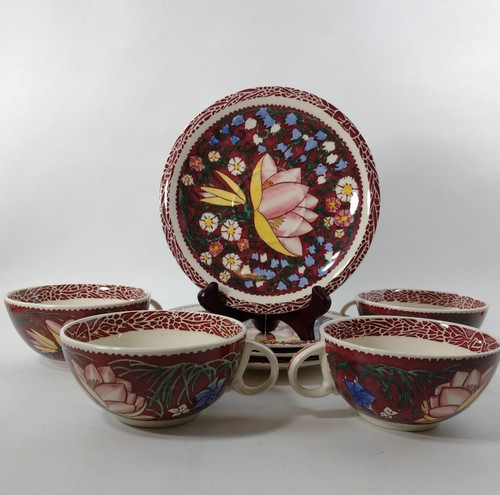 Vernon Kilns Metlox LEI LANI Ultra Shape Aloha Don Blanding Cups & Saucers NOS