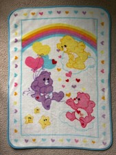 Vintage Care Bears Blanket Hearts Border Balloons
