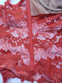 La Perla Lace Sheer Floral Orange Lingerie Bustier Corset Garter Size 1 US 32C