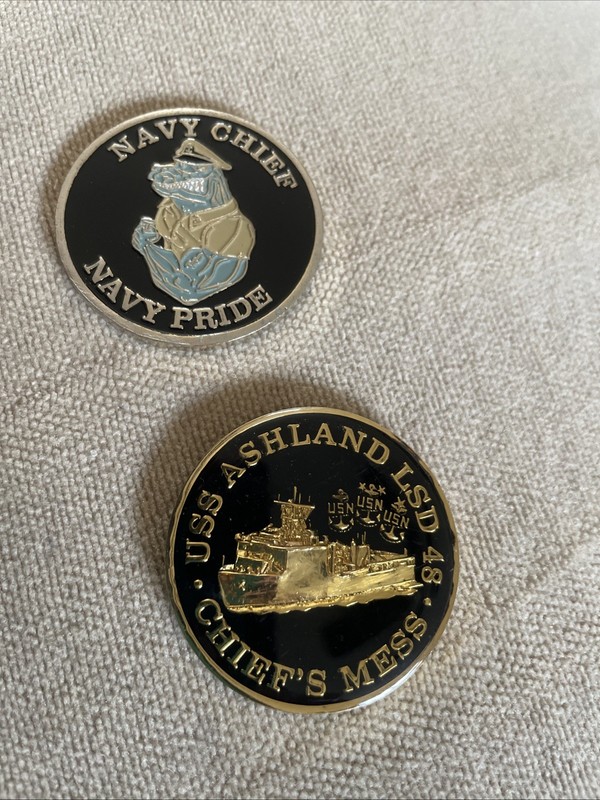 USN USS Ashland LSD-48 Chiefs Mess Navy Pride CPO Challenge Coin Lot 2