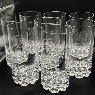 Vintage Orrefors Sweden Heavy Crystal High Ball ERIK SWAN Set of 8