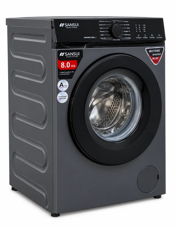 Lavatrice 8 Kg SANSUI 1200 Giri SLIM STRETTA 45 CM 11 Programmi Rapido OFFERTA, fotografia 7 di 10