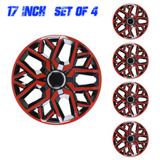 17 Red Black Universal Wheel Covers Hubcaps Snap On With Rings Set Of 4