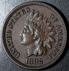 New Listing1882 INDIAN HEAD CENT - AU UNC - With LIBERTY & DIAMONDS