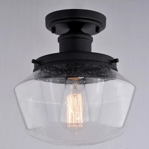 Vaxcel Lighting T0546 Collins 1 Light 10"W Semi-Flush Ceiling - Black - Picture 2 of 12