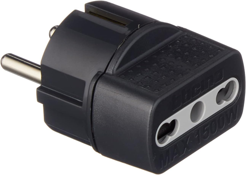 S3625GE Adattatore Con Spina Tedesca E Presa Bipasso, Colore Nero - Foto 10 di 12