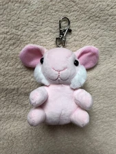 NWT Pink And White Stuffed Animal Plush Bunny Rabbit Keychain Purse Charm