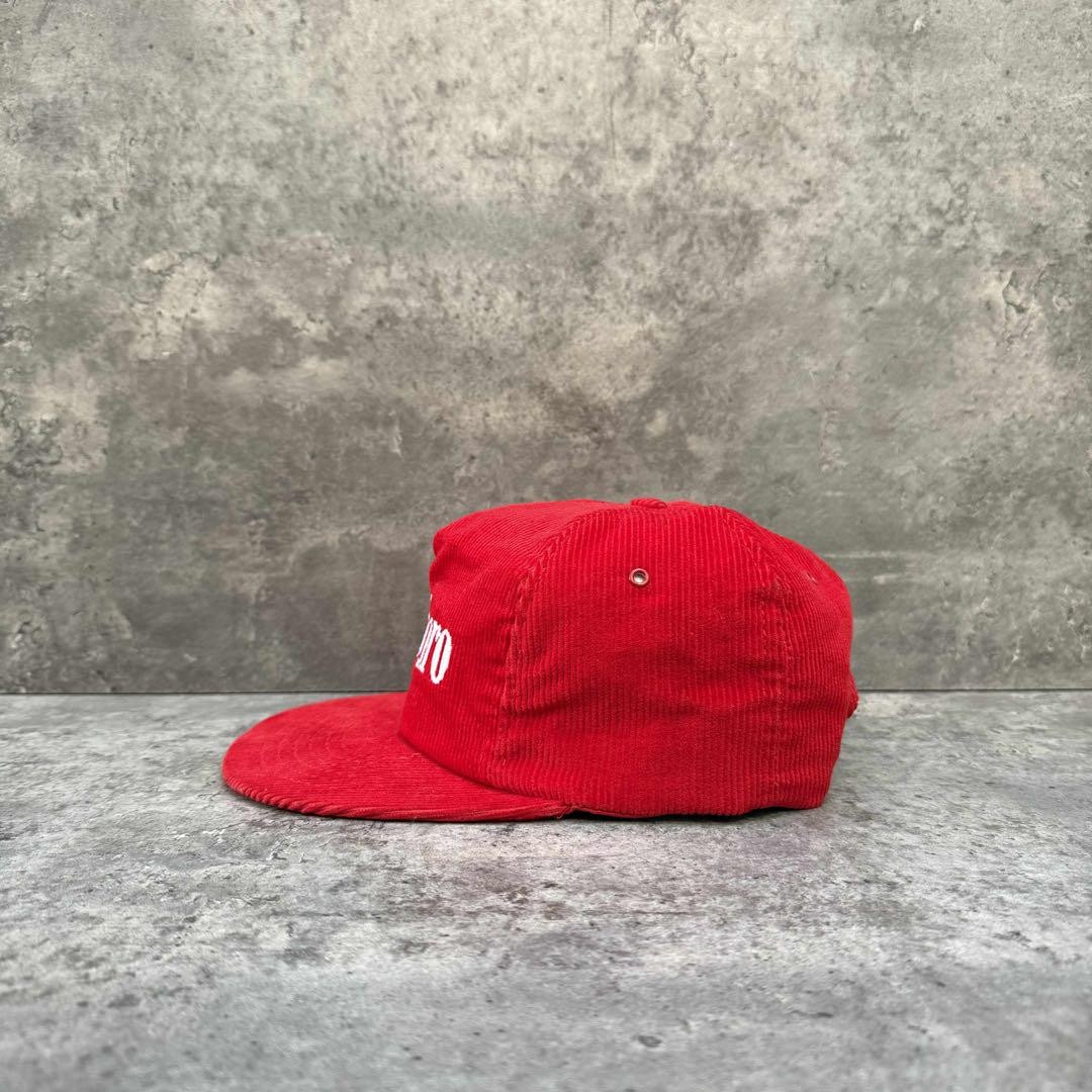 Marlboro Corduroy Work Cap Red 80S Made In Usa Hat Vintage