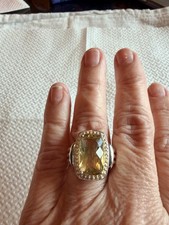 MICHELLE ALBALA 925 Sterling Silver Large Lemon Quartz Sz 9-9g Ring!