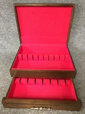 Reed & Barton Anti-Tarnish Flatware Silverware Wood Storage Box Chest w/Drawer x