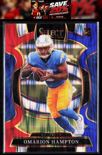 Omarion Hampton RC 2025 Panini Select Black Red Prizm Shock #2 Los Ang Chargers