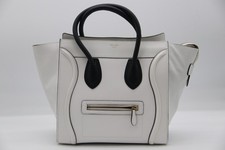 Celine White Leather Luggage Mini Handbag 12.2 X 12.6 X 7.3 - White/Black