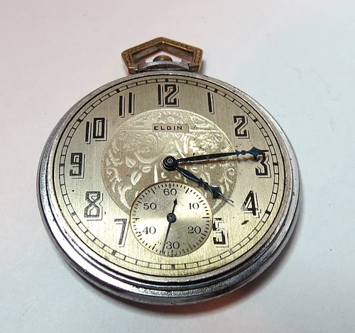 ANTIQUE 1927 ELGIN POCKET WATCH MANUAL WIND 44.4MM IN DIAMETER FOR PARTS
