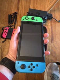 Nintendo Switch HAC-001 Console w/ Neon Green & Blue Joy-Cons &ndash; Excellent Cond!