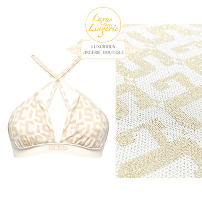 MONOGRAM TOP SLEEVLESS by Wolford X GCDS L Sand Mono Glitter Sparkle Sports Top Bra