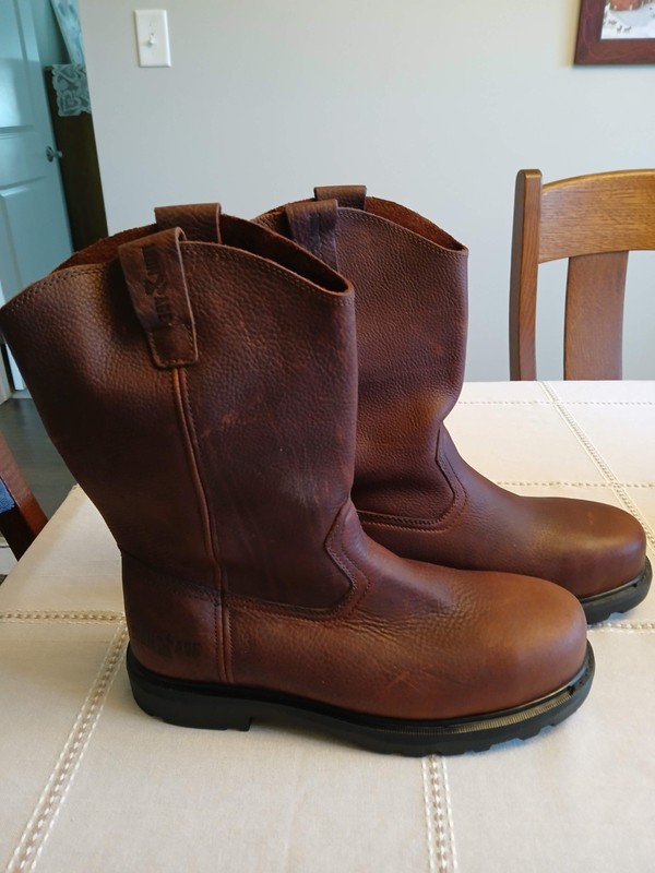 MEN'S IRON AGE HAULER WELLINGTON 1A0194 BROWN LEATHER WORK BOOTS 11" SIZE 10.5 M