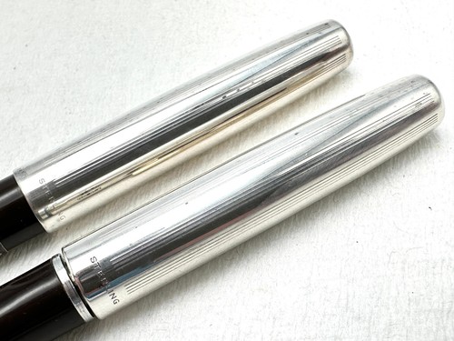 c1957 NOS? EVERSHARP VENTURA STERLING SILVER & BROWN FOUNTAIN PEN PENCIL SET 14K - Picture 8 of 18