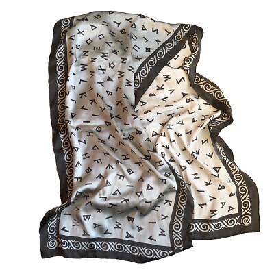 100% Pure Silk Soufli Greece Scarf Rectangular Women Grey Brown Kalfas Gift Idea