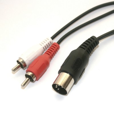 1,5m Audio Kabel 2x Cinch RCA Stecker -> 5-pol DIN-Stecker Diodenstecker 1,50 m