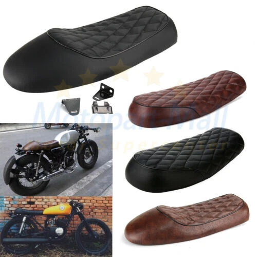 Universal Motorcycle Cafe Racer Seat Flat & Hump Saddle For Honda Suzuki Yamaha - Image 2 of 4
