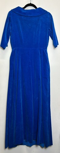 Vintage 50s 60s Dress Blue Velvet made in Milan Italy Size S - Picture 2 of 6
