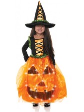 Girl's Light Up Pumpkin Princess Witch Costume