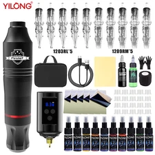 Wireless Tattoo Pen Machine Complete Kit with 10 Color Ink 10PCS Cartridg Needls