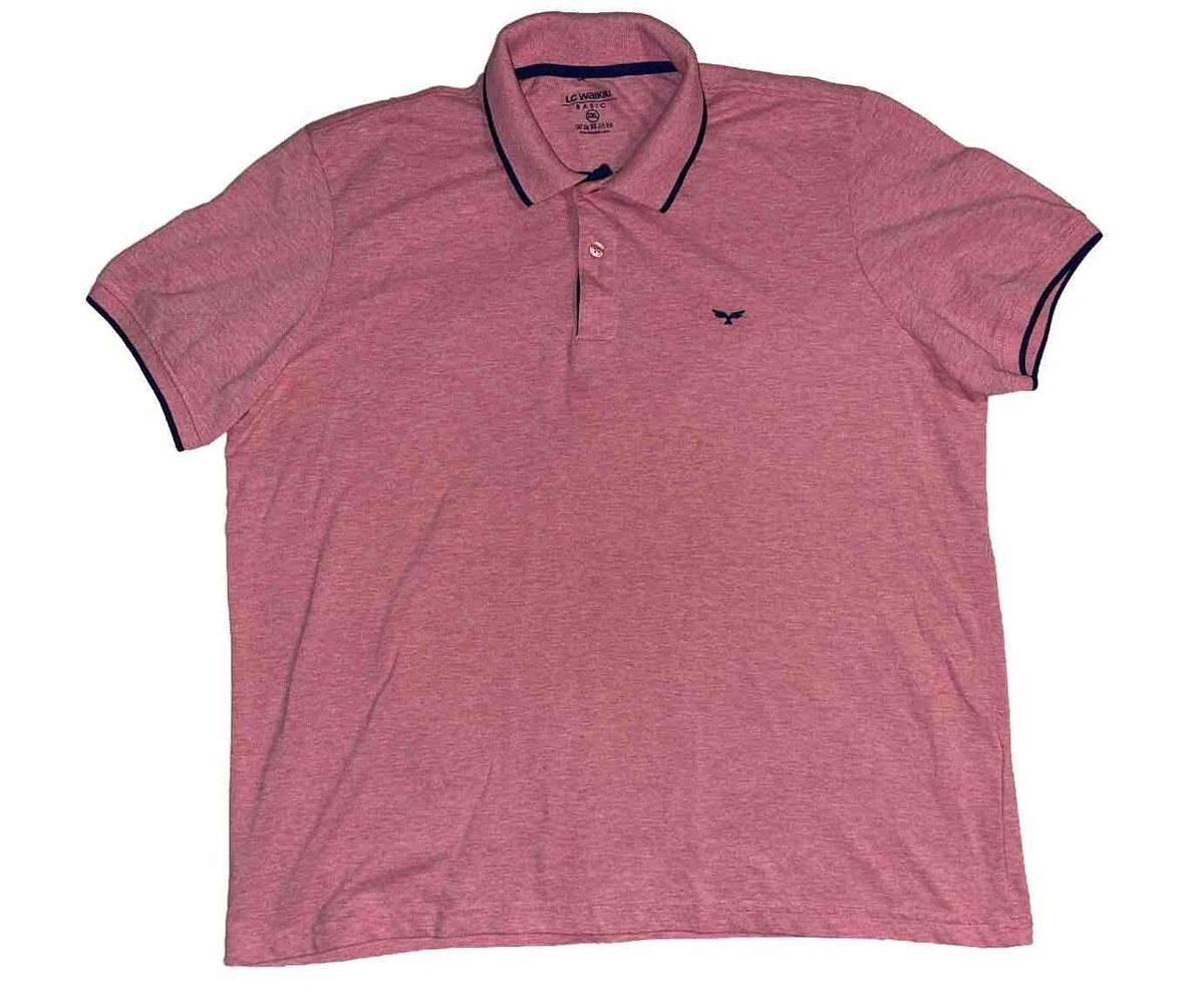 LC Waikiki Men Soft Thin Cotton Blend Heather Pink Golf Polo Shirt 2XL FREE  SHIP