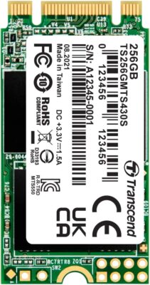 Transcend SSD M.2 2242 256GB SATA III 6Gb/s 3D TLC NAND DDR3 TS256GMTS430S