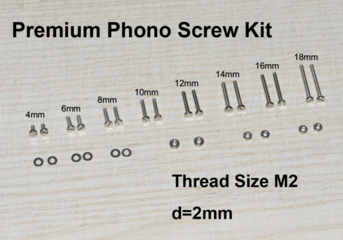 Fixing Screw Nut Kit M2 Stainless Steel /Cartridge/Mounting for Headshell / NEW  - Bild 1 von 2