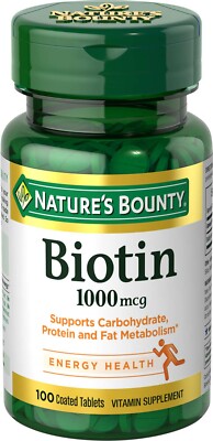 Nature's Bounty  Biotin 1000 mcg 100 Tablets Biotina 100 tabletas recubiertas..+