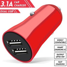 USB Car Charger Dual Ports Cigarette Lighter Quick Fast Charging 3.1A Adapter UK