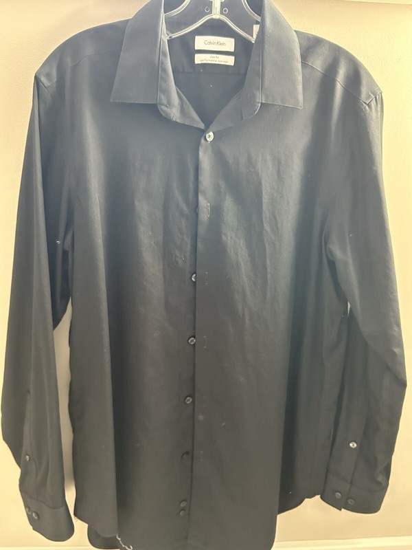 Men’s Calvin Klein Black Cotton Dress Shirt, Size 15 1/2, Worn One Time
