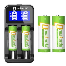 18500 Rechargeable Battery with Charger 18500 3.7V Li-ion Batteries Button Top