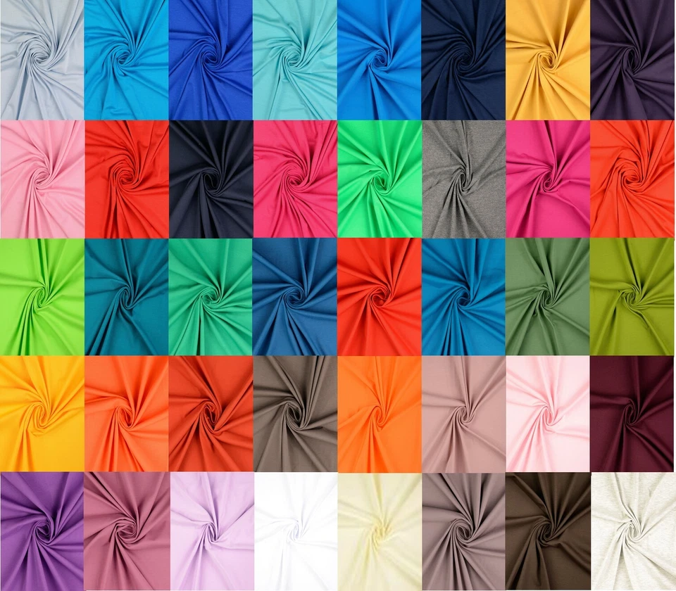 MARKENLOS Jersey di cotone jersey tessuto 40 colori tinta unita morbido caduta EUR 9,98/m