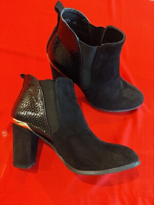 Damen Stiefeletten Damen Rose Größe 39 Wildleder Absatz 9 cm Second Hand