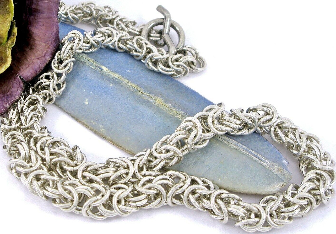 Solid Sterling Silver 925 18" Byzantine Chain Nec… - image 1