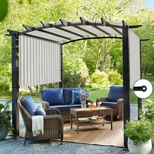 9-12ft Pergola Replacement Shade Cover Panel with Rod Yard Garden GrayStripe