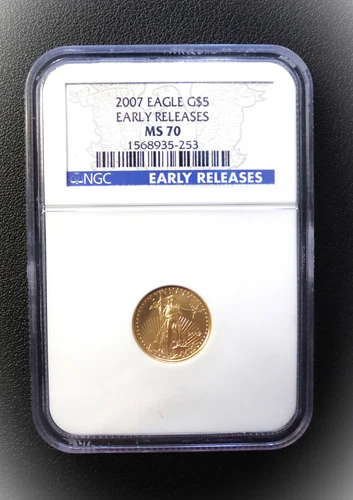 2007 Gold Eagle  $5 MS 70  Early Releases NGC Solid Gold coin