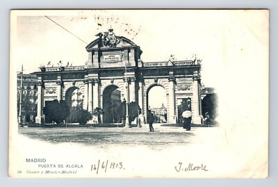 Spanien: Madrid, Puerta de Alcala. Postkarte verschickt 1903.