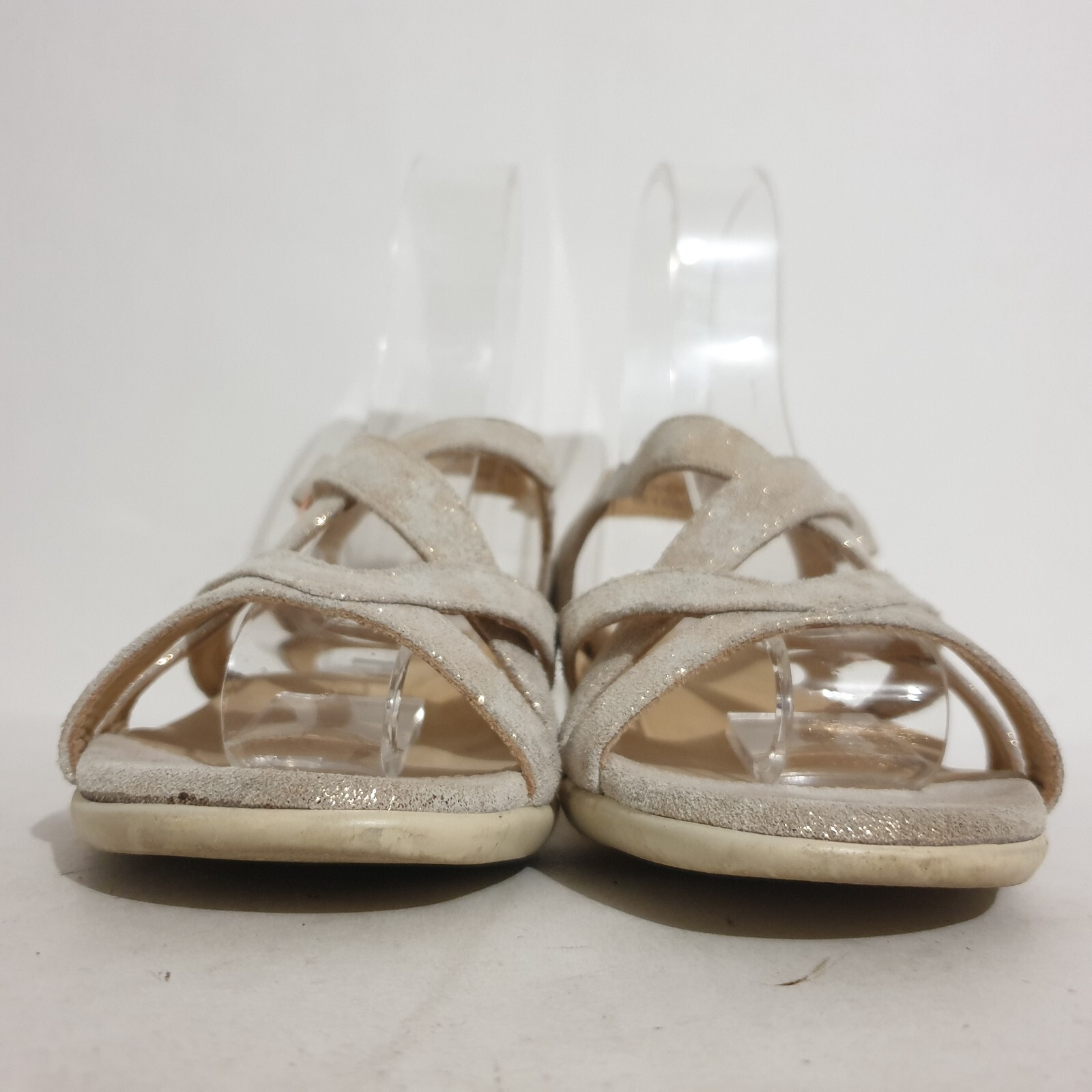 Ziera Shoes Sz 38 W Silver Beige Leather Kenzie Sandals Sling Back Strap Comfort eBay