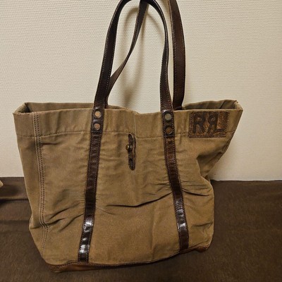 Sac fourre-tout homme RRL RALPH LAUREN cuir toile changeante marron sac uni  OCCASION