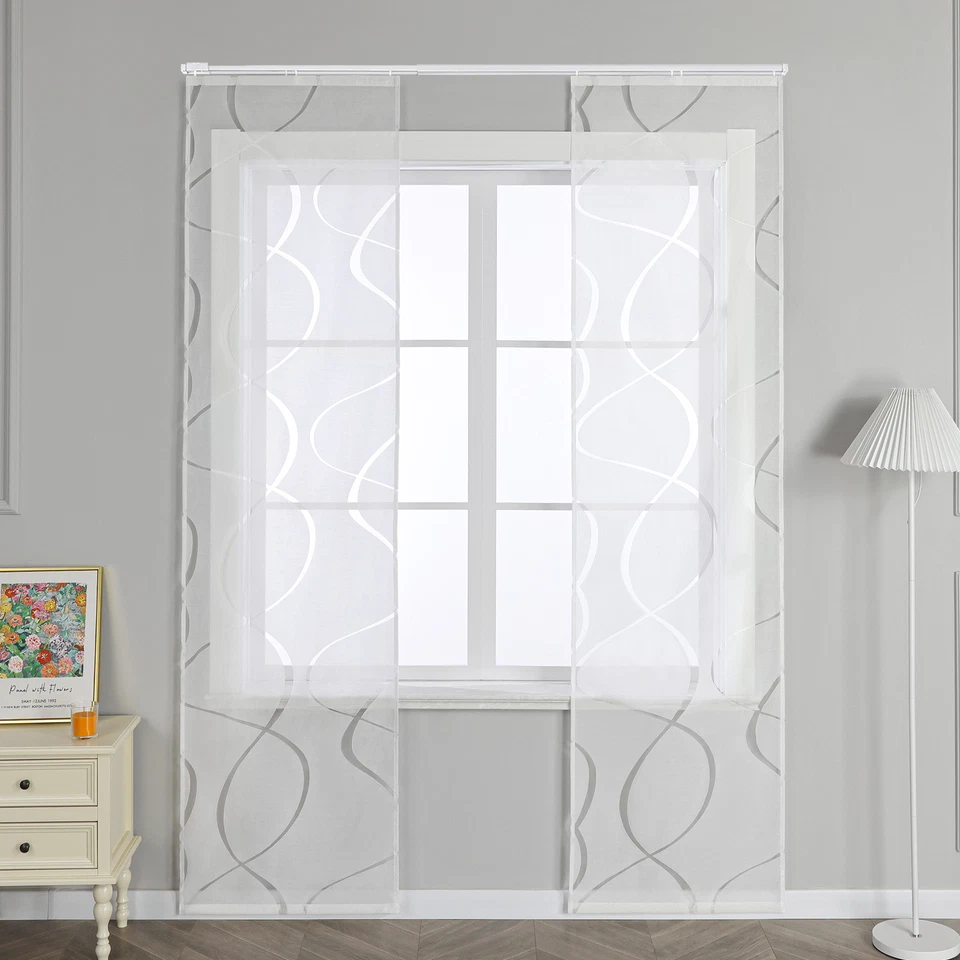 2er Set Flächenvorhang Schiebegardine mit Klettband Schiebevorhänge Transparent - Bild 3 von 4