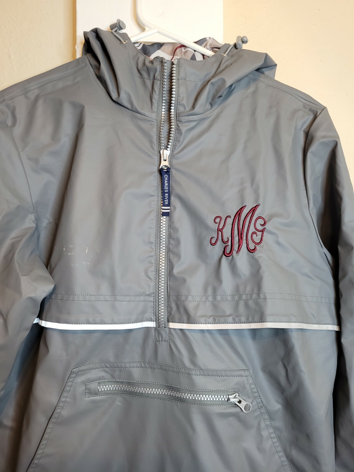 Monogrammed Pullover Rain Jacket Charles River Sm… - image 9