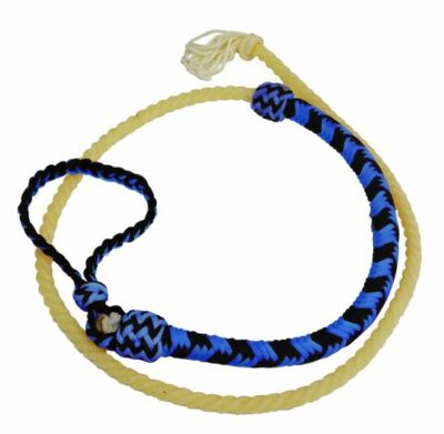 Showman Brand Blue Waxed Nylon Over and Under Barrel Racers Whip 19170