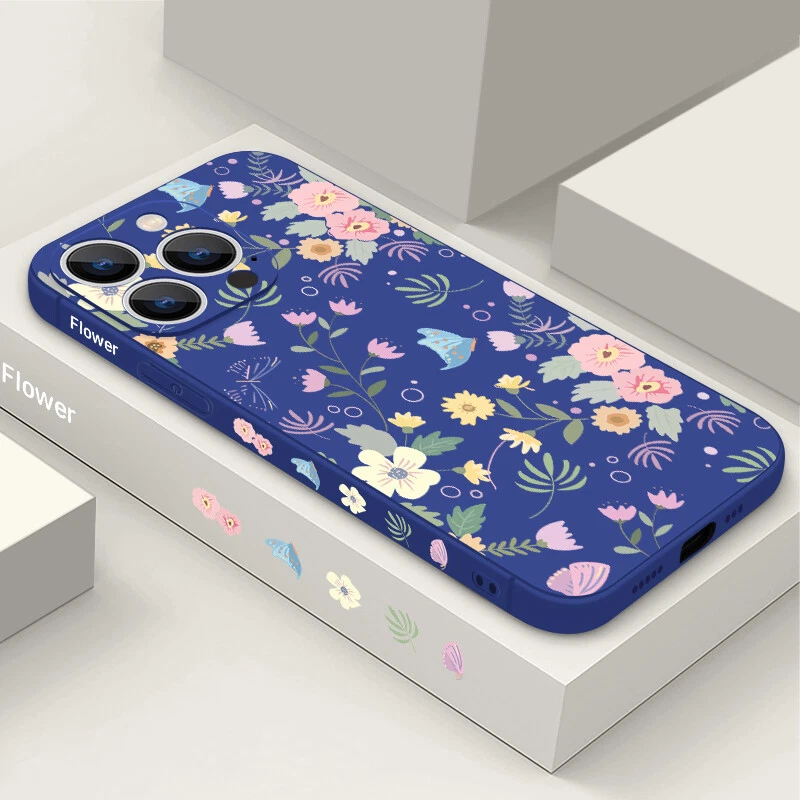 Phone Case For iPhone 16 15 Pro Max 14 13 12 11 8 XS Silicone Flowers Slim Cover Phone Case For iPhone 16 15 Pro Max 14 13 12 11 8 XS Silicone Flowers Slim Cover