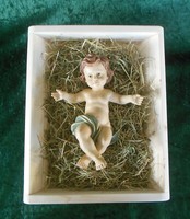 Jesuskind 20 Cm Lang Mit Holz Wiege Natur 33 X 27 Cm Krippe Weihnachtskrippe