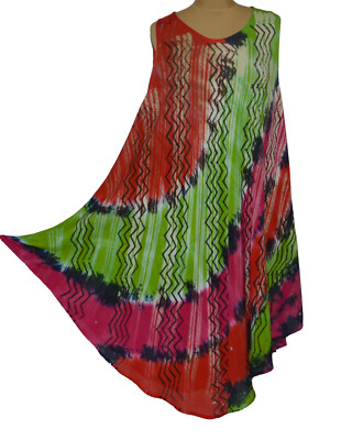 Sommerkleid Tunika Strandkleid Kleid Hippie Boho Batik 38 40 42 44 46 48 N°69.1